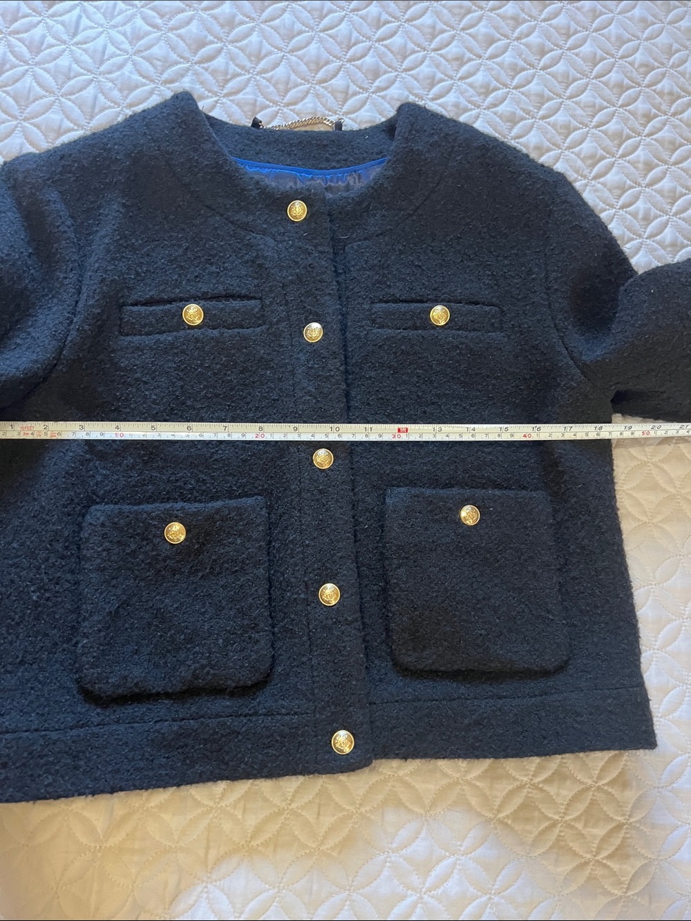 J.Crew Collection Woman’s Black Bouclé Jacket with Gold Buttons - Picture 8 of 13